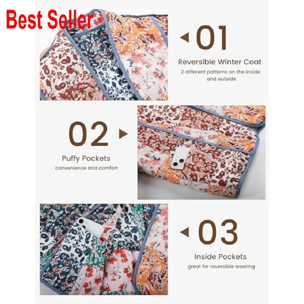 Reversible Quilted Jacket Cropped Lightweight Puf… - image 6